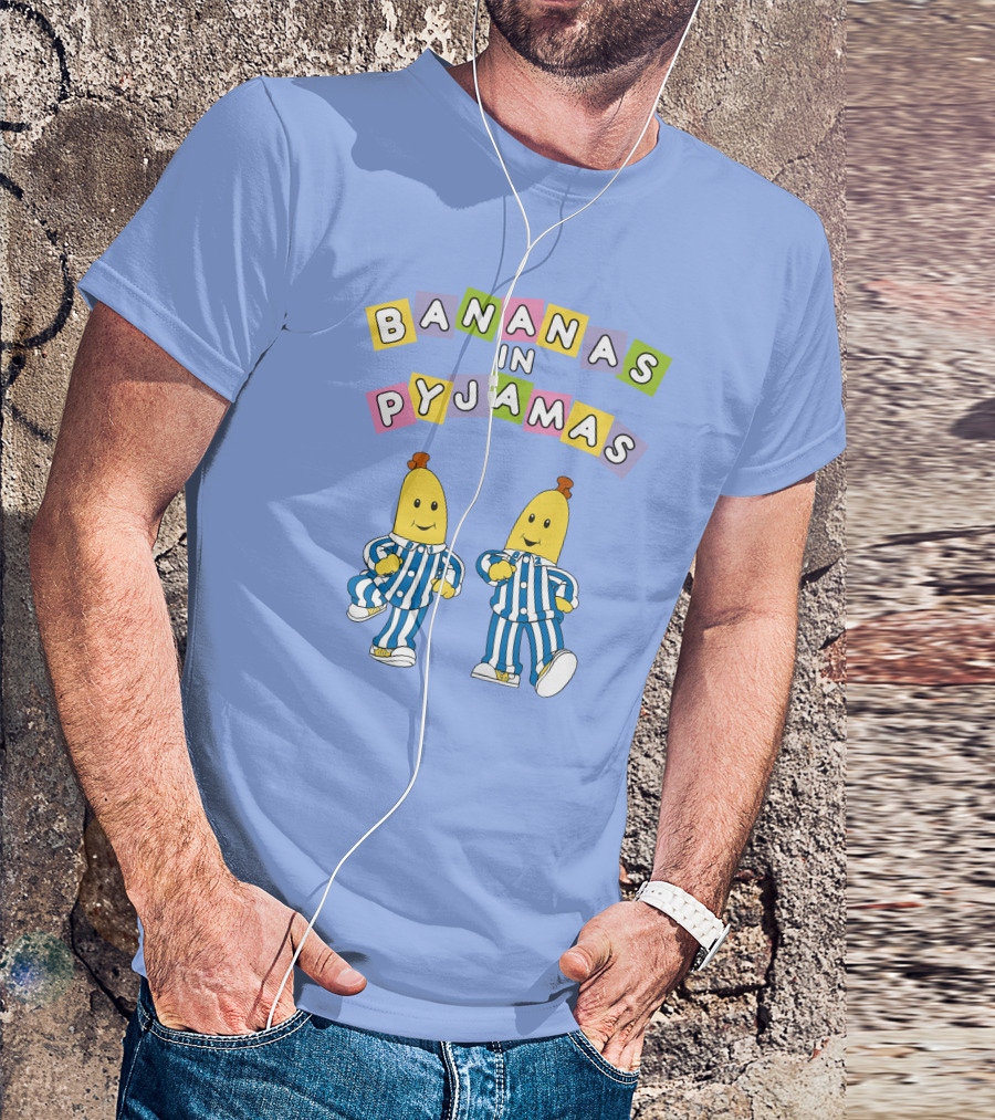 Bananas In Pyjamas Cartoon Characters In Blue And White Striped Outfits T-Shirt