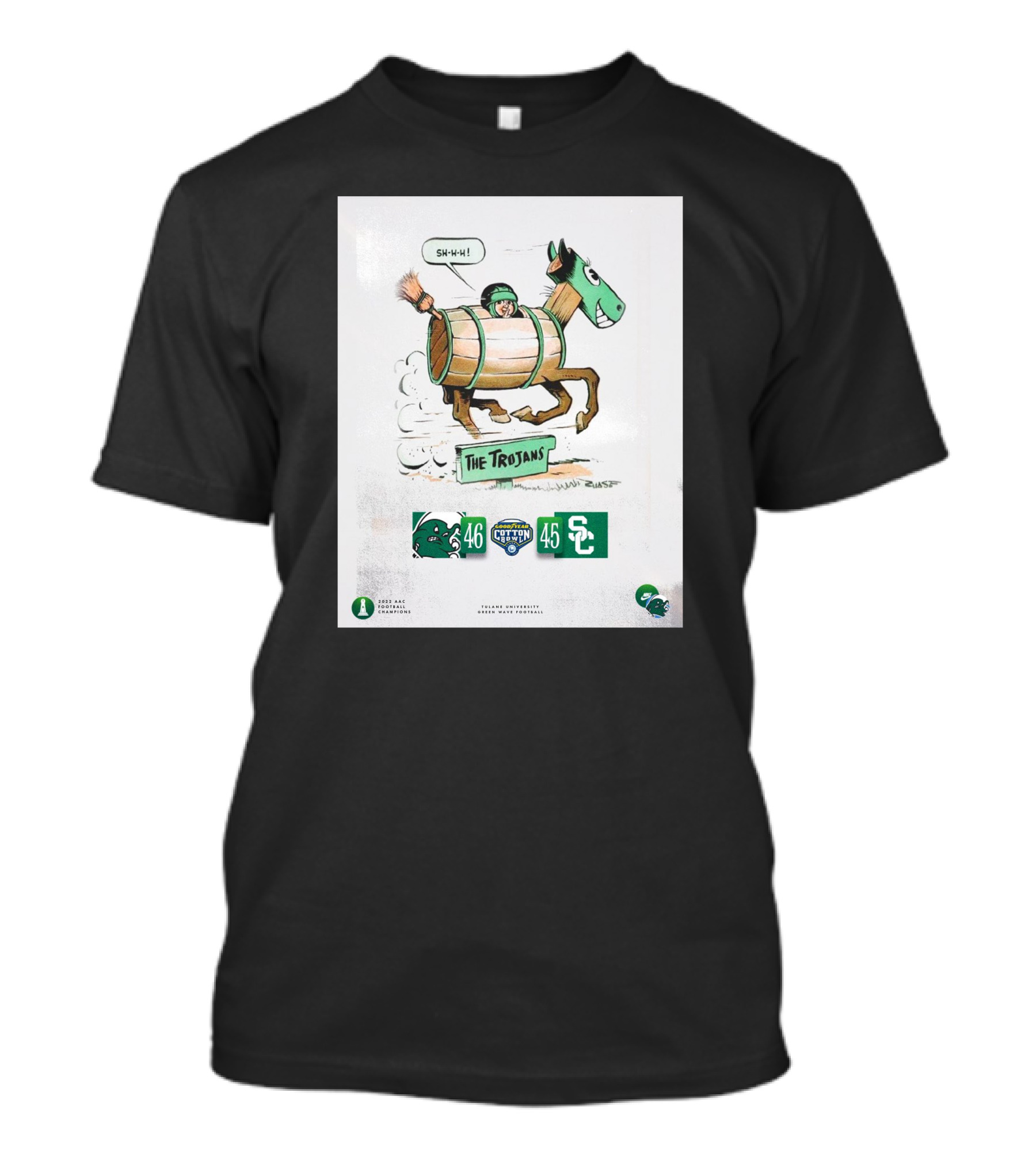Cotton Bowl Champs The Trojans 46 45 Vintage Cartoon Horse Racer T-Shirt