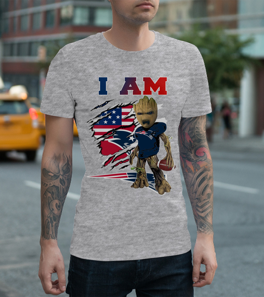 I Am Patriots Baby Groot Football Fan T-Shirt