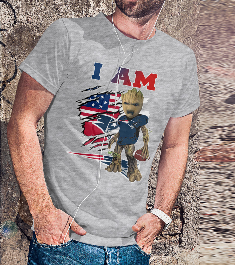 I Am Patriots Baby Groot Football Fan T-Shirt