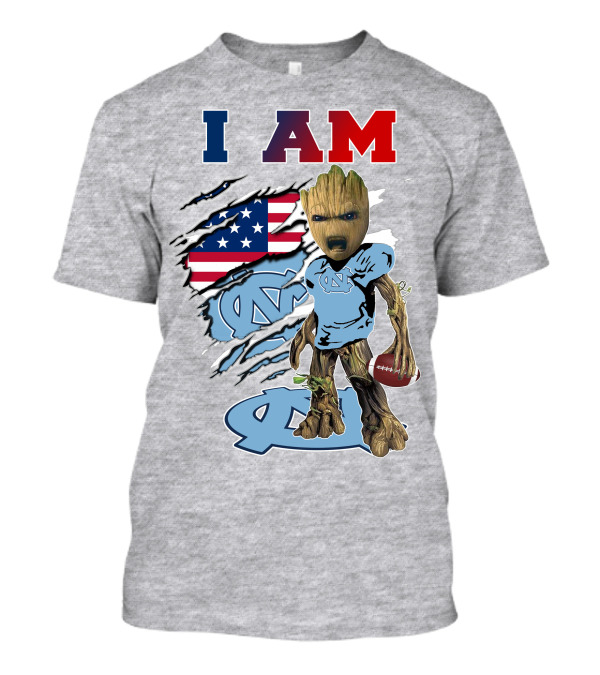 I Am Groot North Carolina Tar Heels Football USA Flag T-Shirt