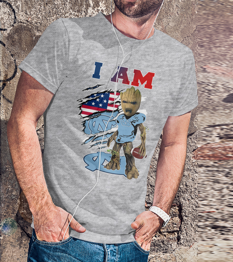 I Am Groot North Carolina Tar Heels Football USA Flag T-Shirt