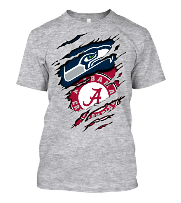 Alabama Crimson Tide And Seattle Seahawks Torn T-Shirt