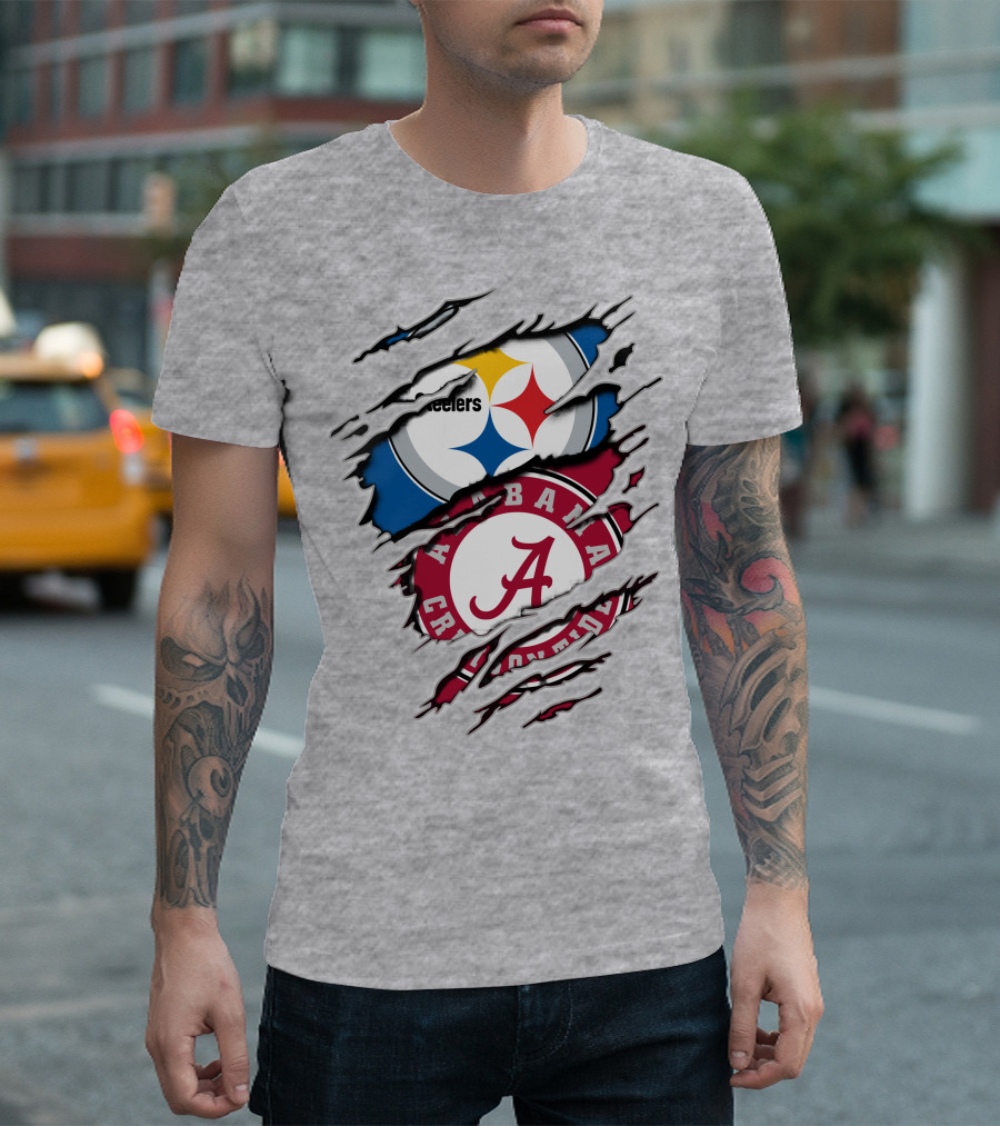 Alabama Crimson Tide Steelers Logo Crossover T-Shirt