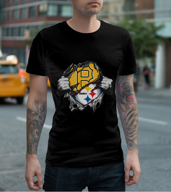 Steelers Pirates Logo Rip Fusion T-Shirt