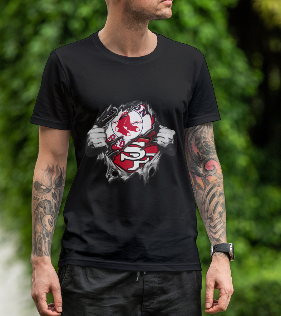49ers Redsox Collaboration Dual Loyalty Sports Fan Fusion T-Shirt