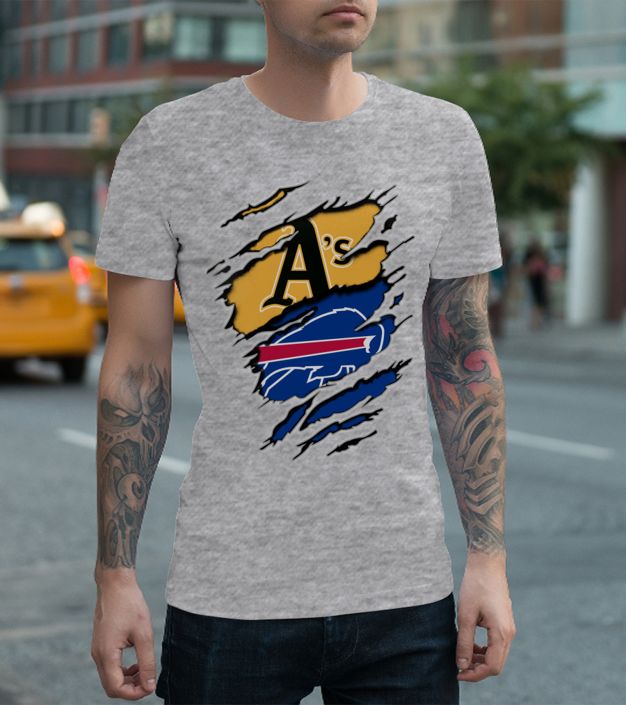 Buffalo Bills Oakland Athletics Mashup Tear T-Shirt