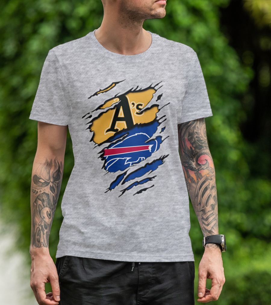 Buffalo Bills Oakland Athletics Mashup Tear T-Shirt