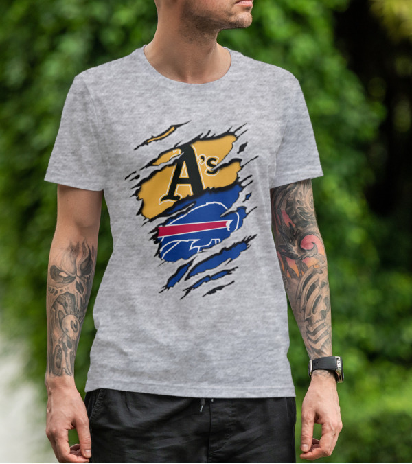 Buffalo Bills Oakland Athletics Mashup Tear T-Shirt