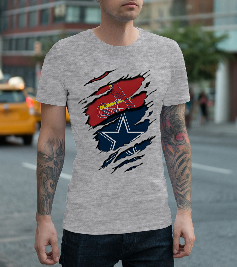 Cardinals And Cowboys Team Spirit Fusion T-Shirt