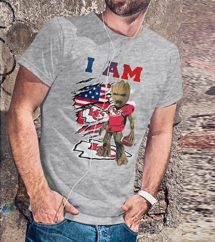 I Am Kc Chiefs Groot Football Usa Flag T-Shirt