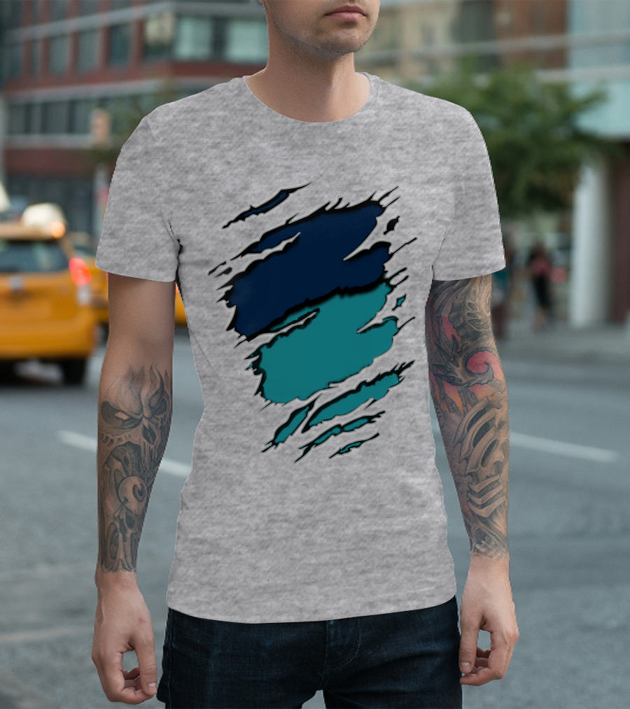 Do Ya Miami Dolphins Teal and Navy Claw Marks T-Shirt