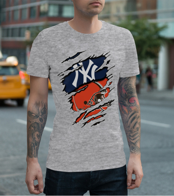 New York Yankees Cleveland Browns Fusion T-Shirt