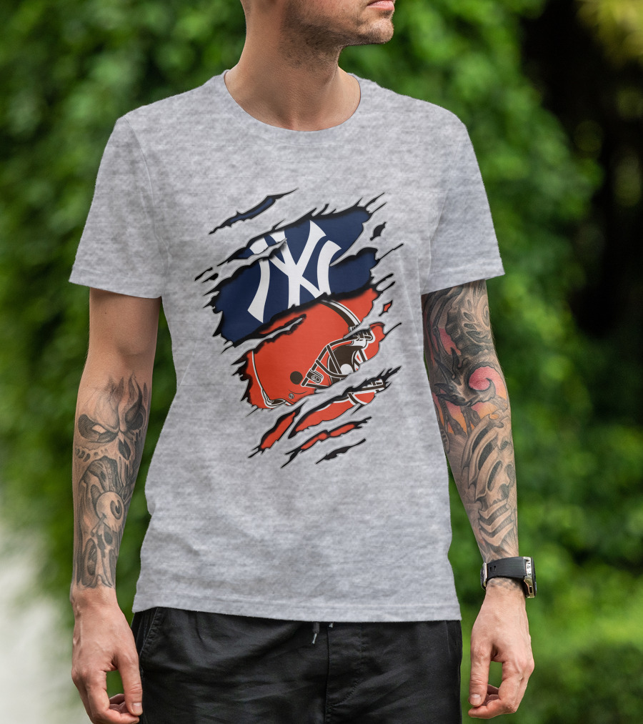 New York Yankees Cleveland Browns Fusion T-Shirt