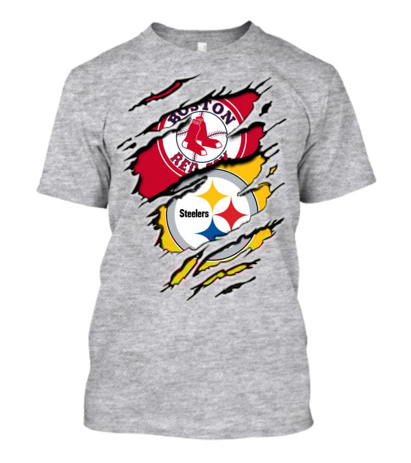 Boston Red Sox Pittsburgh Steelers Logo Mashup T-Shirt