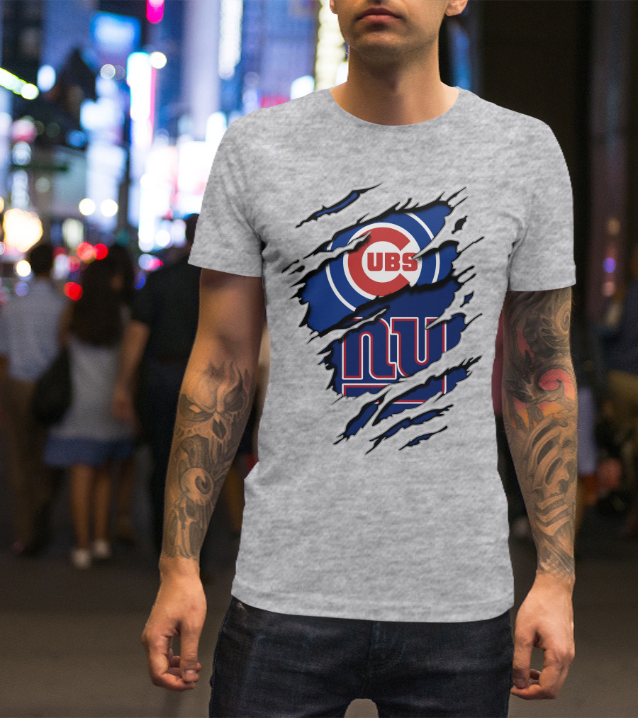 Cubs Giants Logo Fusion Ripped T-Shirt