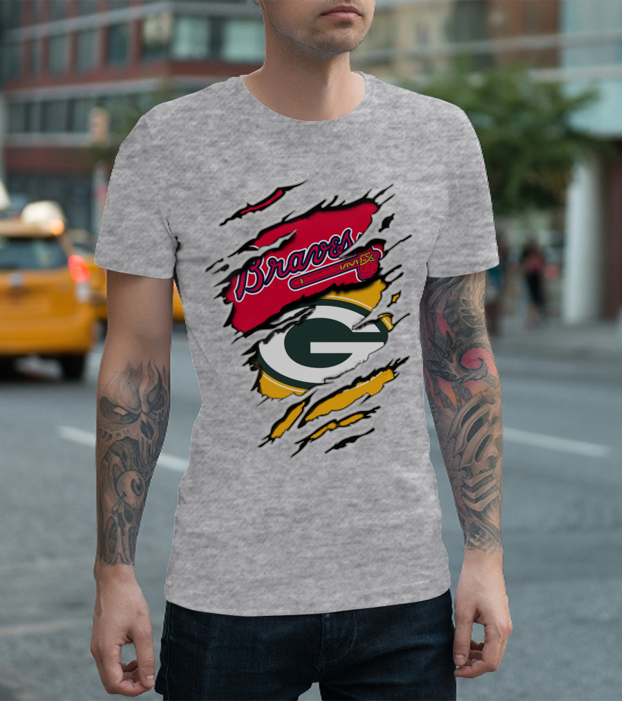Braves Packers Torn Logo Mashup T-Shirt