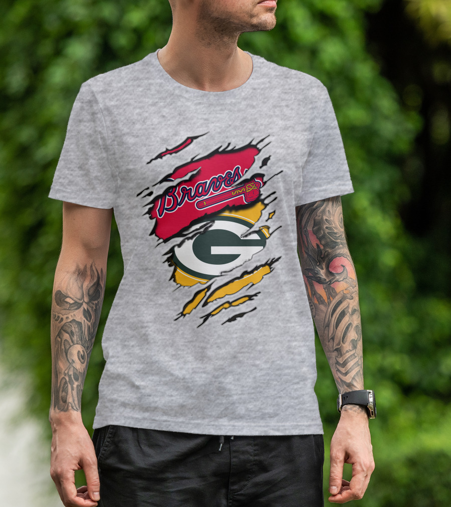 Braves Packers Torn Logo Mashup T-Shirt