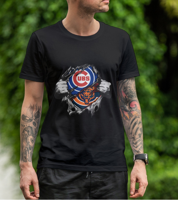 Cubs Bears Rip Through Hands T-Shirt