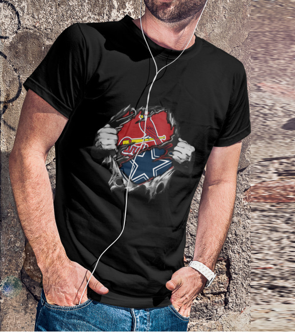Cowboys Cardinals Bird Star Dual Logo Fusion T-Shirt