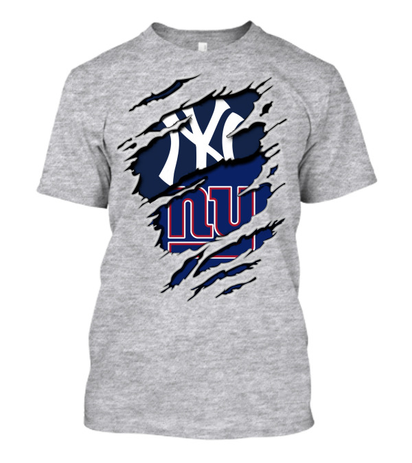 Yankees NY Giants Torn Logo Crossover T-Shirt