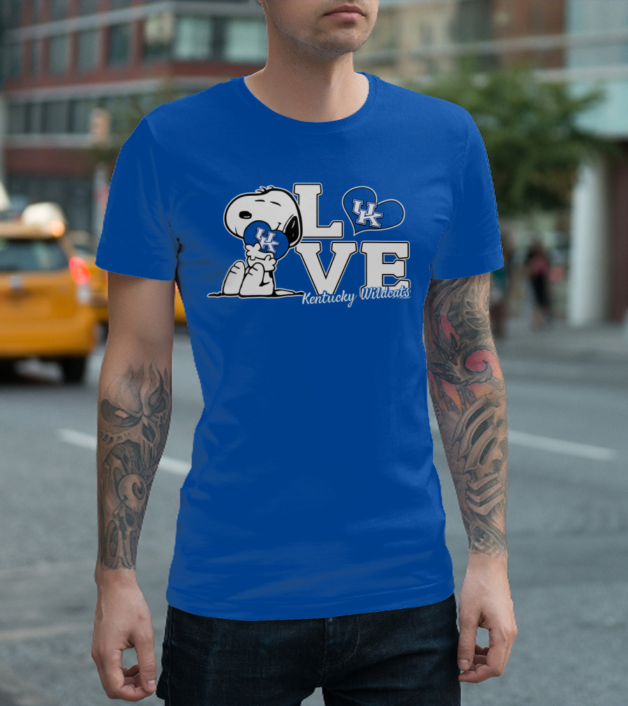 Love Kentucky Wildcats Snoopy Uk Heart T-Shirt