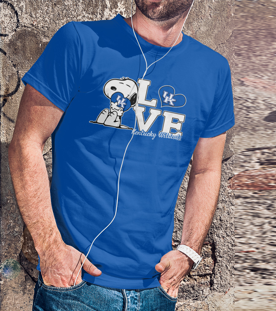Love Kentucky Wildcats Snoopy Uk Heart T-Shirt