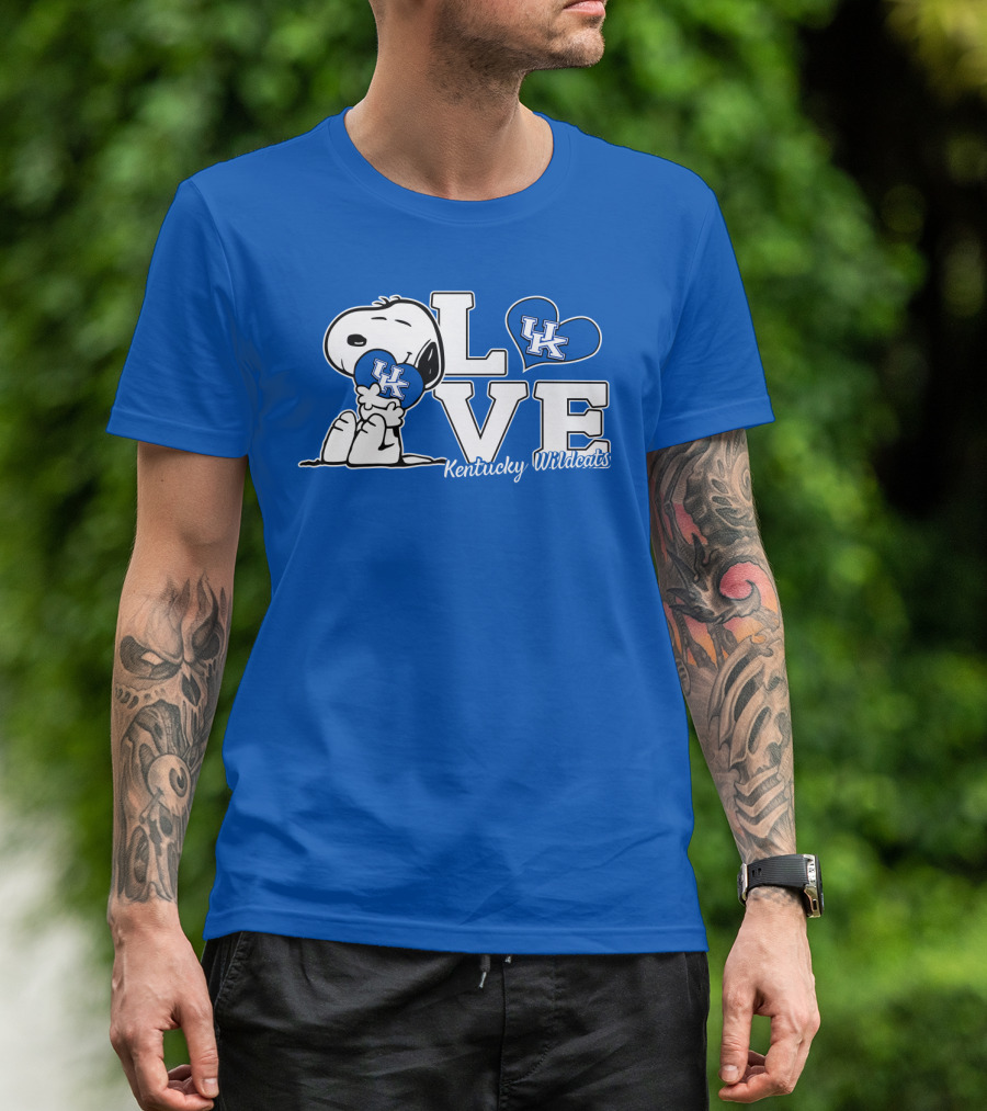 Love Kentucky Wildcats Snoopy Uk Heart T-Shirt