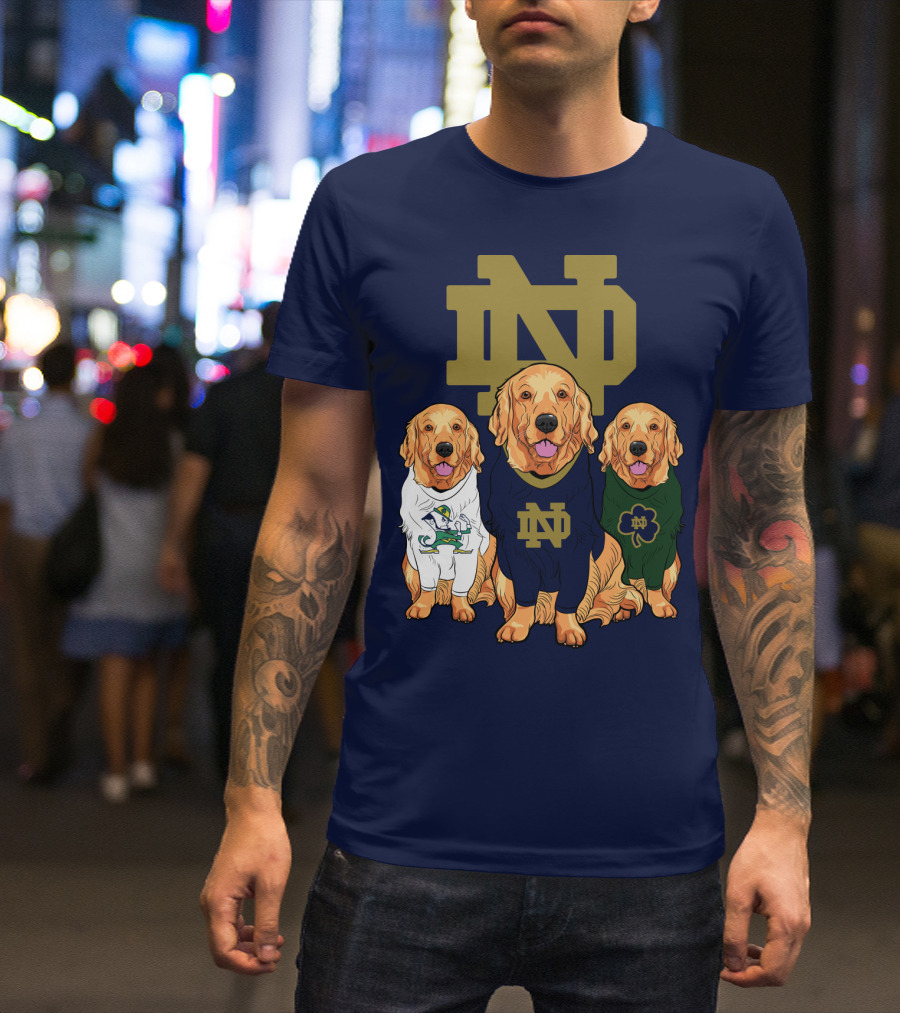 Notre Dame Golden Retrievers Nd Logo Irish Clover T-Shirt