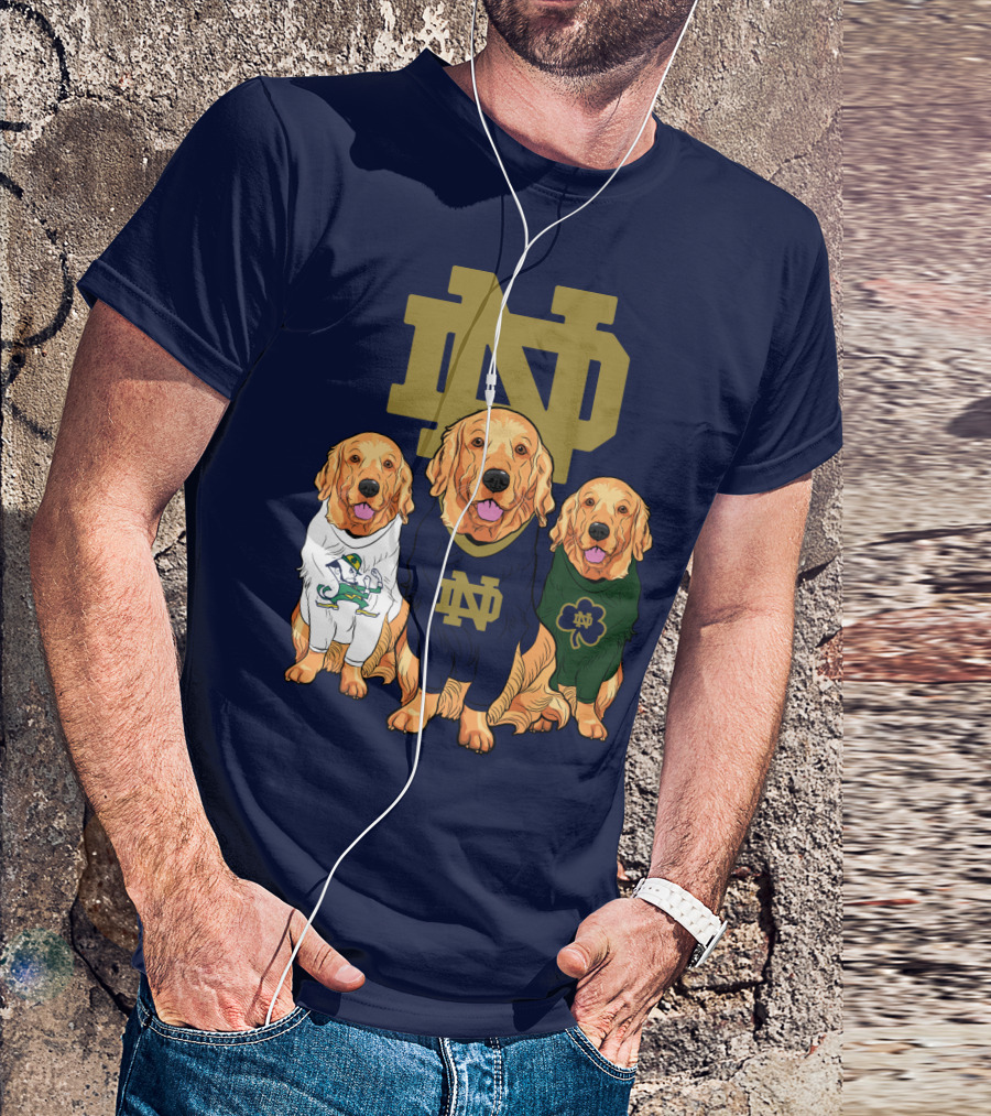 Notre Dame Golden Retrievers Nd Logo Irish Clover T-Shirt