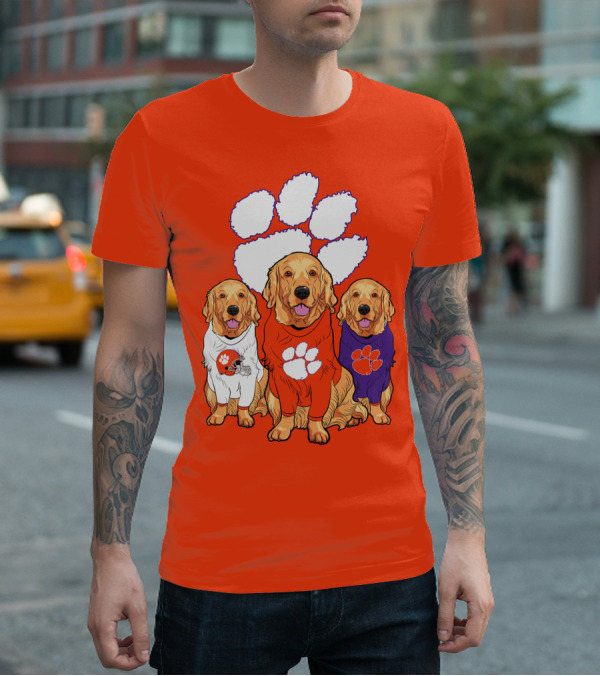 Clemson Tigers Golden Retrievers Trio T-Shirt