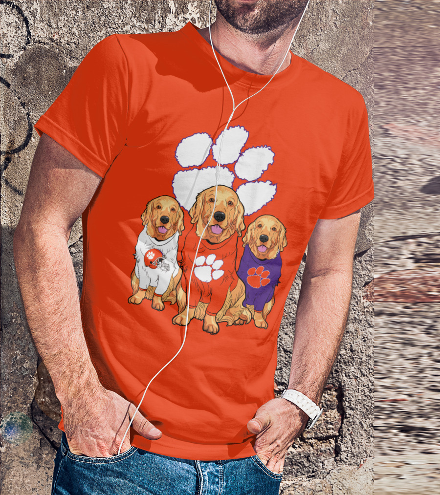 Clemson Tigers Golden Retrievers Trio T-Shirt