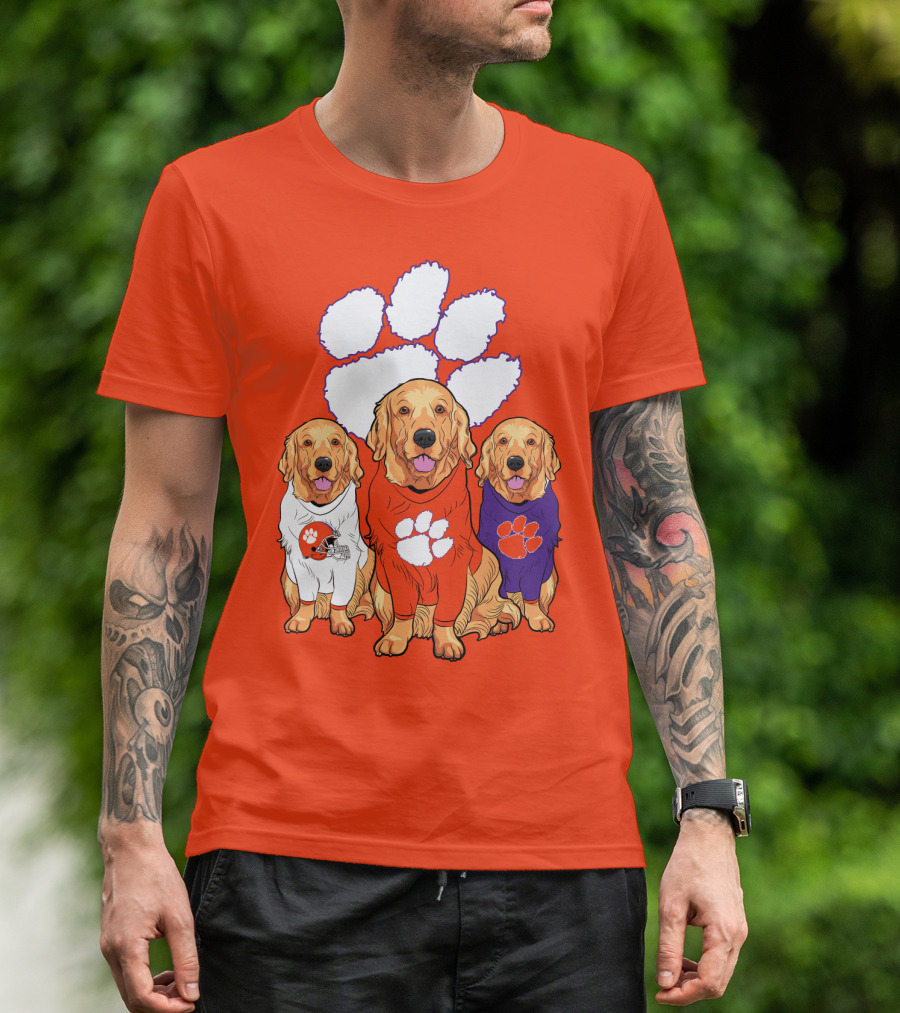 Clemson Tigers Golden Retrievers Trio T-Shirt