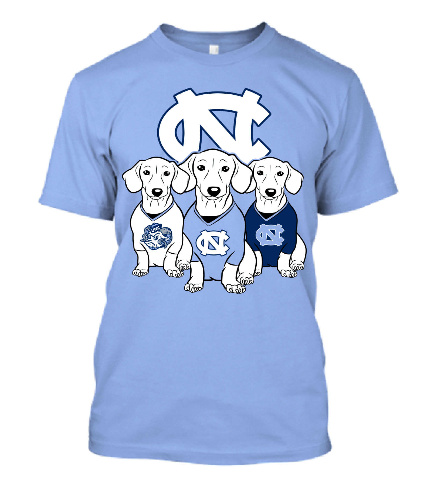 North Carolina Tar Heels  Dachshund Dogs T-Shirt