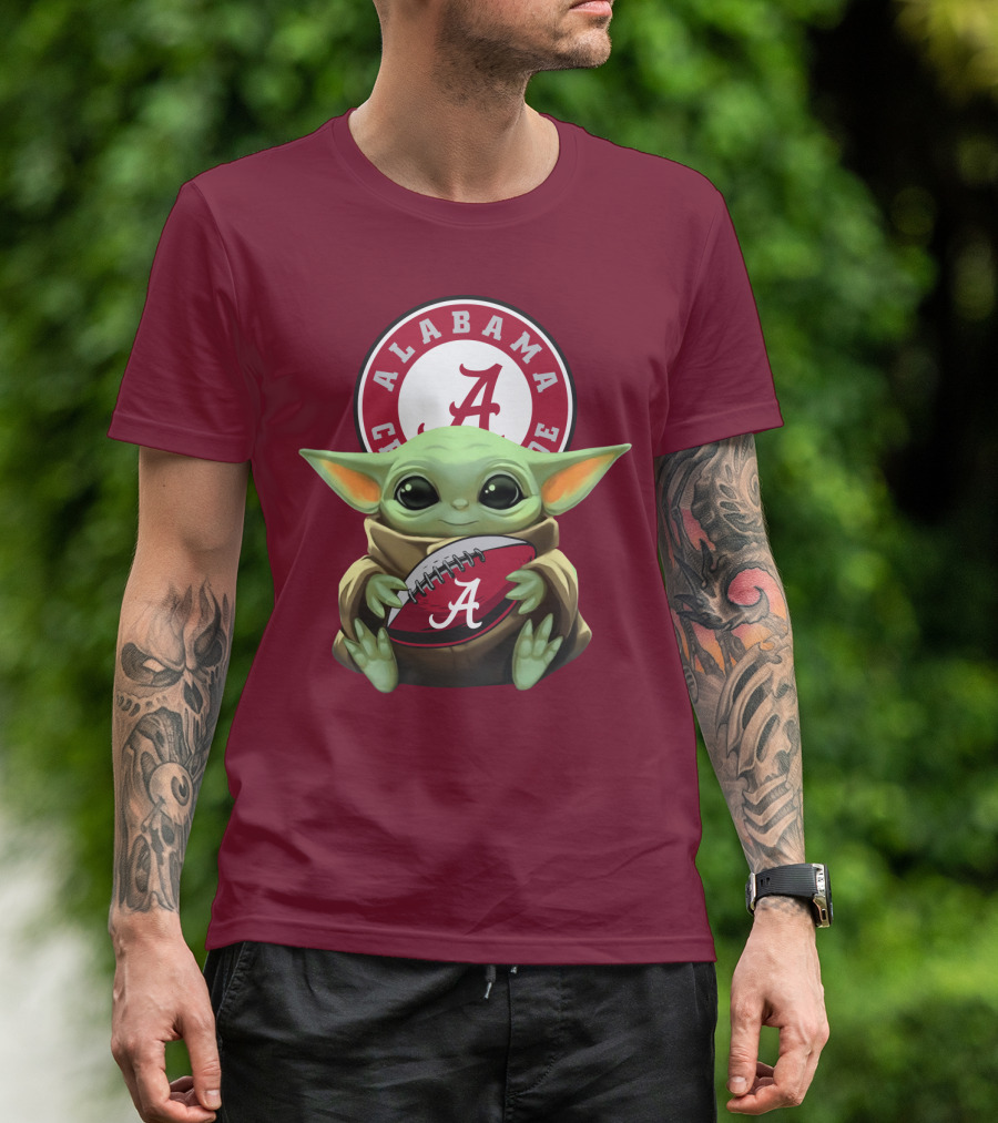 Baby Yoda Alabama Crimson Tide Football Fan T-Shirt