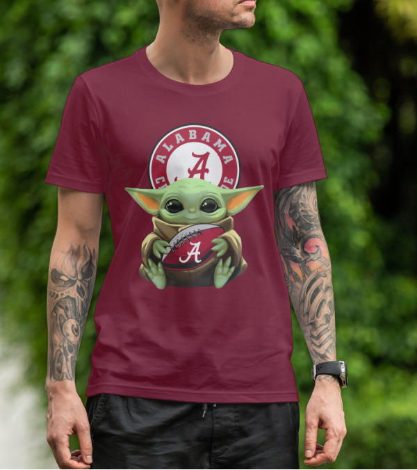 Baby Yoda Alabama Crimson Tide Football Fan T-Shirt