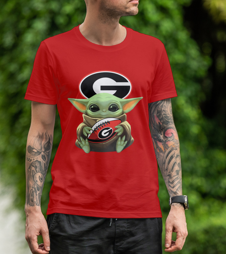 Baby Yoda Georgia Bulldogs Football Fan T-Shirt