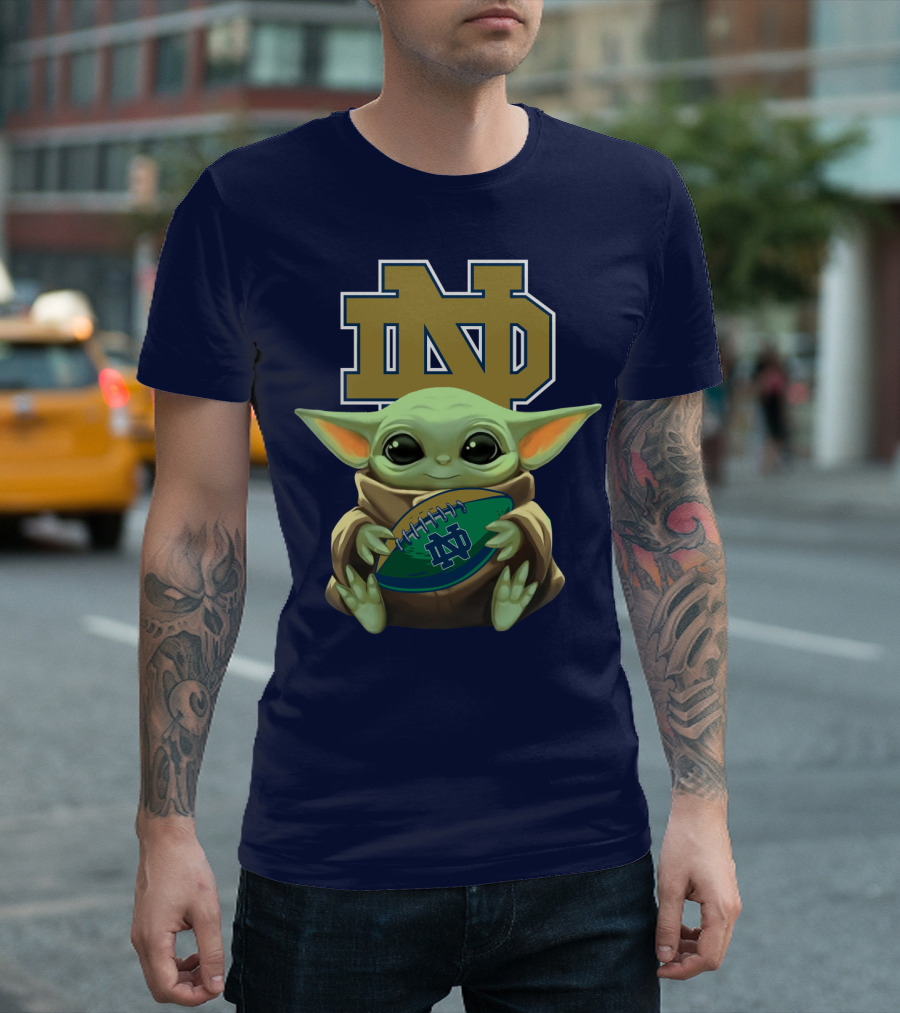 Baby Yoda Notre Dame Football Fan T-Shirt