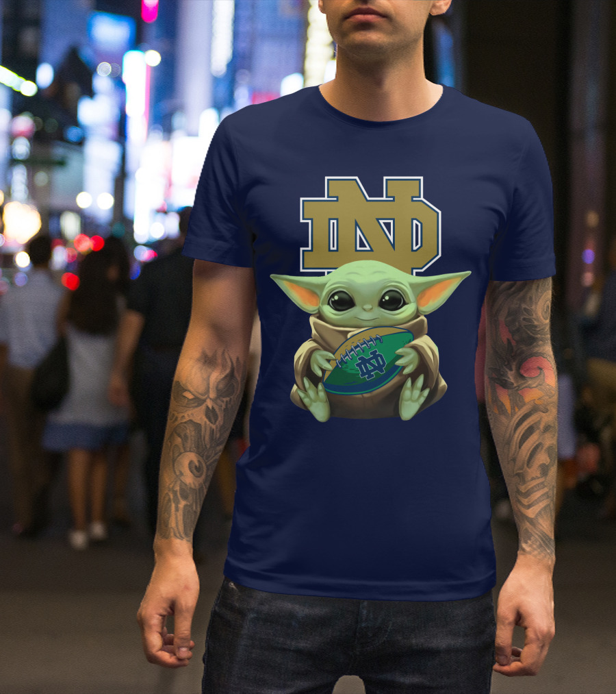 Baby Yoda Notre Dame Football Fan T-Shirt