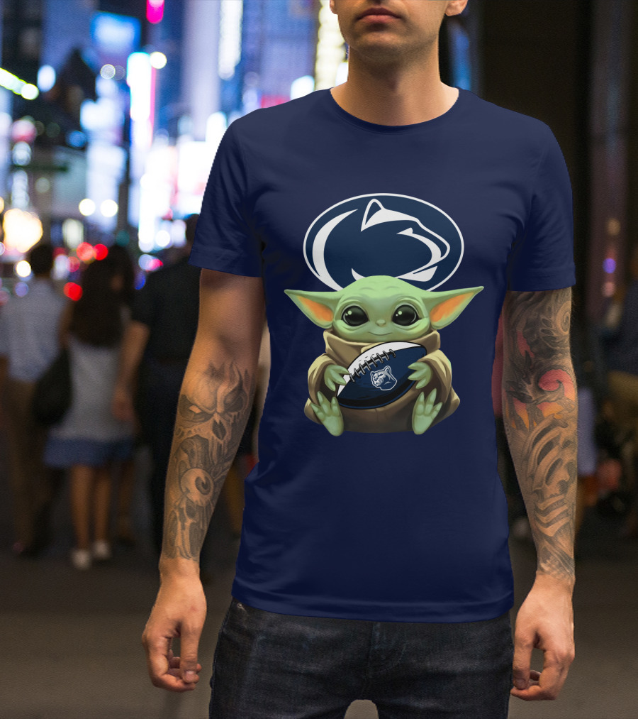 Baby Yoda Nittany Lions Football Fan T-Shirt