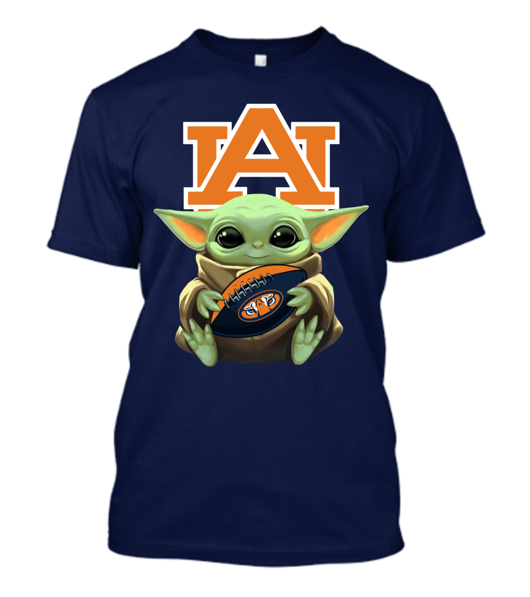 Baby Yoda Holding Football Auburn Tigers T-Shirt