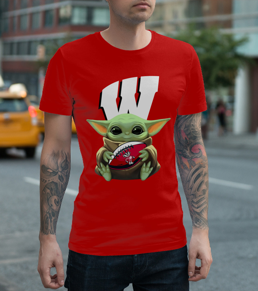 Baby Yoda Wisconsin Badgers Football T-Shirt