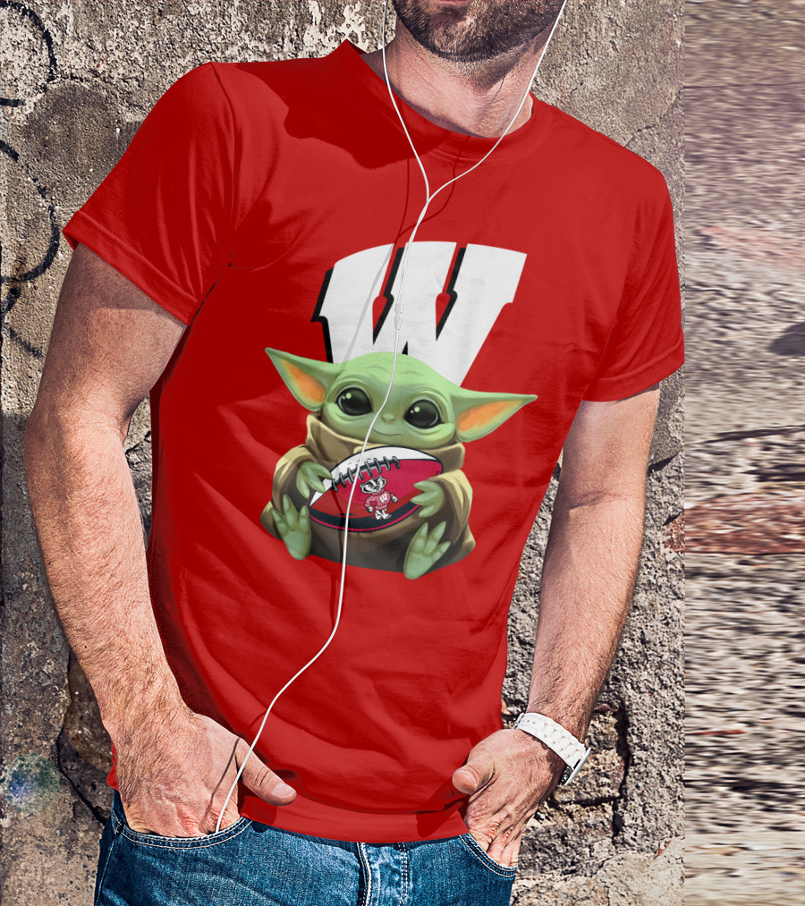 Baby Yoda Wisconsin Badgers Football T-Shirt