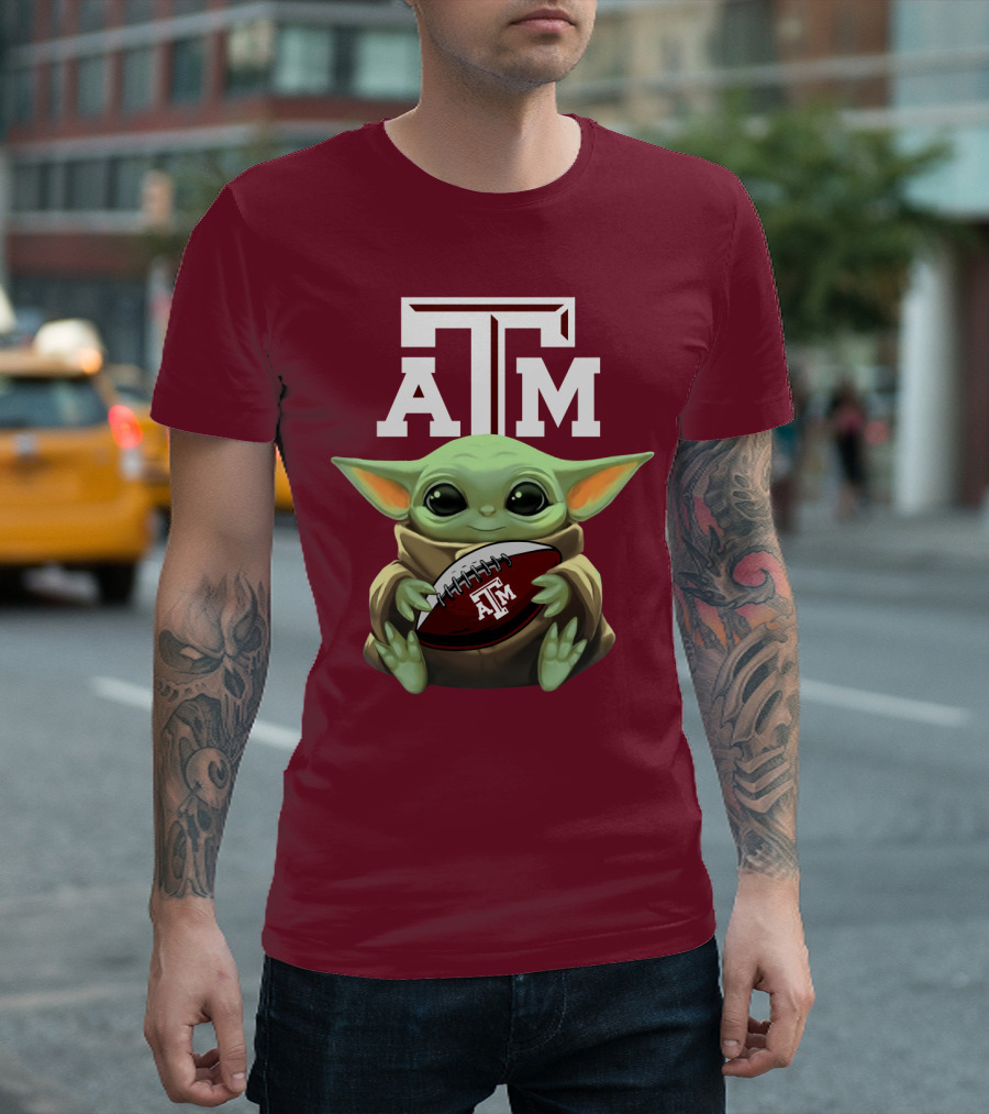 Texas A&M Aggies Baby Yoda Football T-Shirt