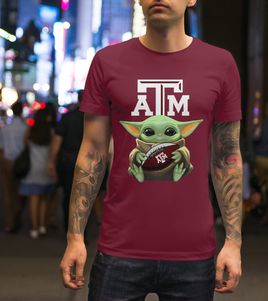 Texas A&M Aggies Baby Yoda Football T-Shirt