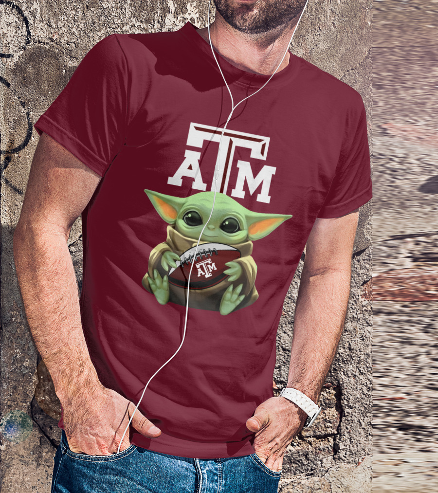 Texas A&M Aggies Baby Yoda Football T-Shirt