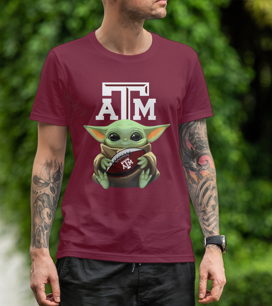 Texas A&M Aggies Baby Yoda Football T-Shirt