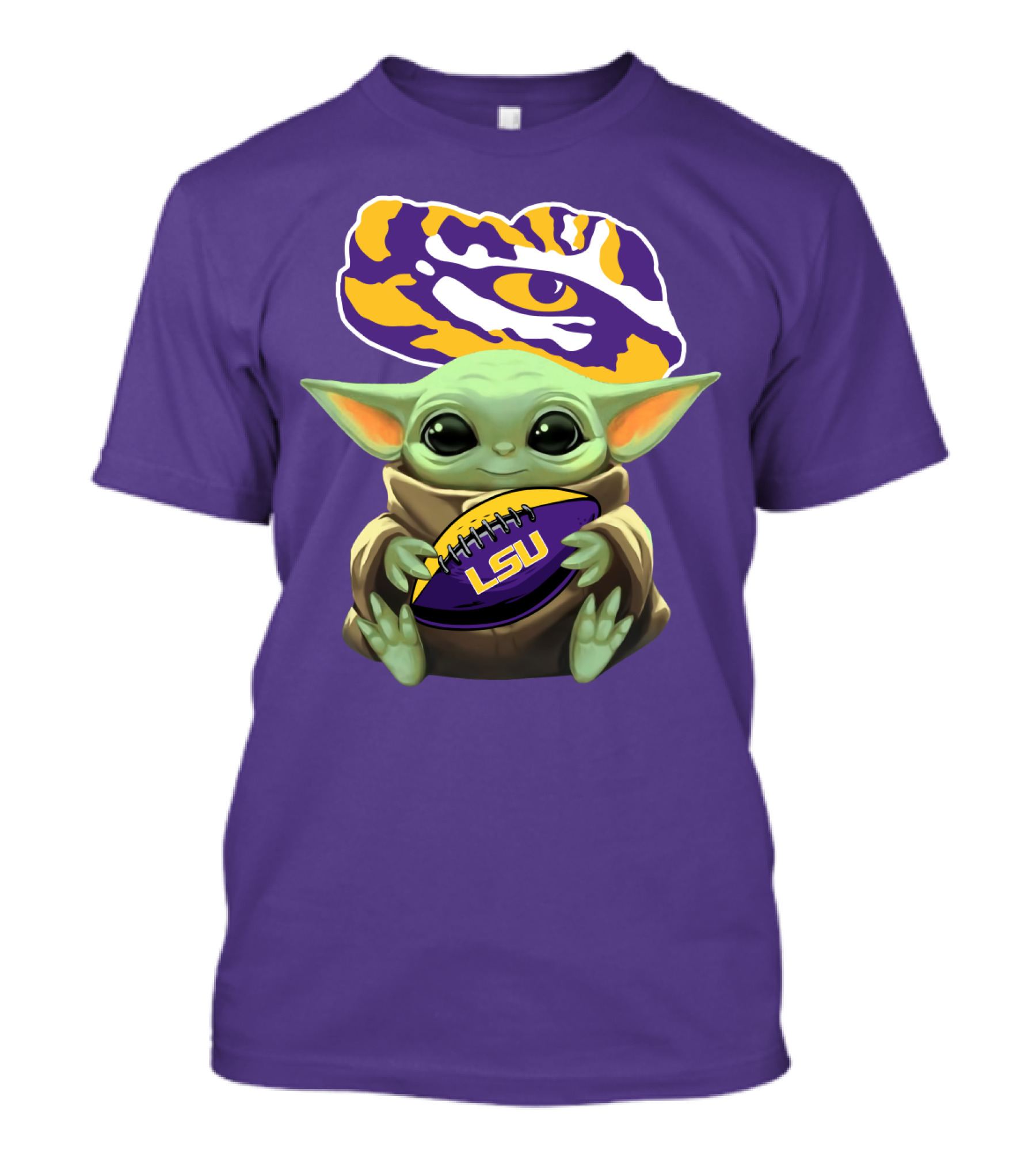 LSU Tigers Baby Yoda Football Fan T-Shirt