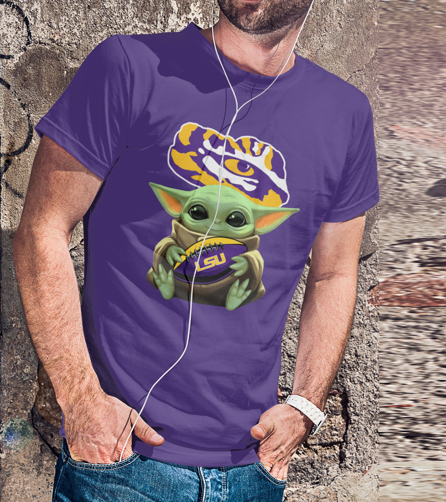 LSU Tigers Baby Yoda Football Fan T-Shirt
