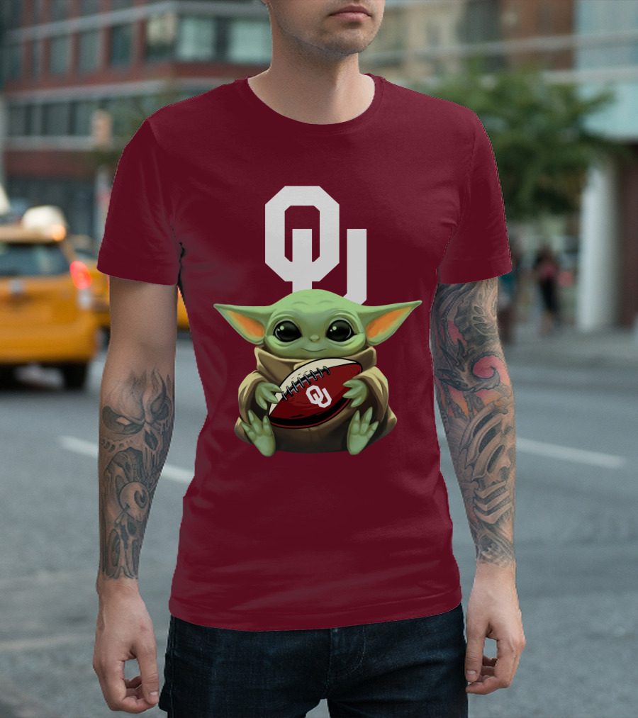 OU Sooners Baby Yoda Football T-Shirt